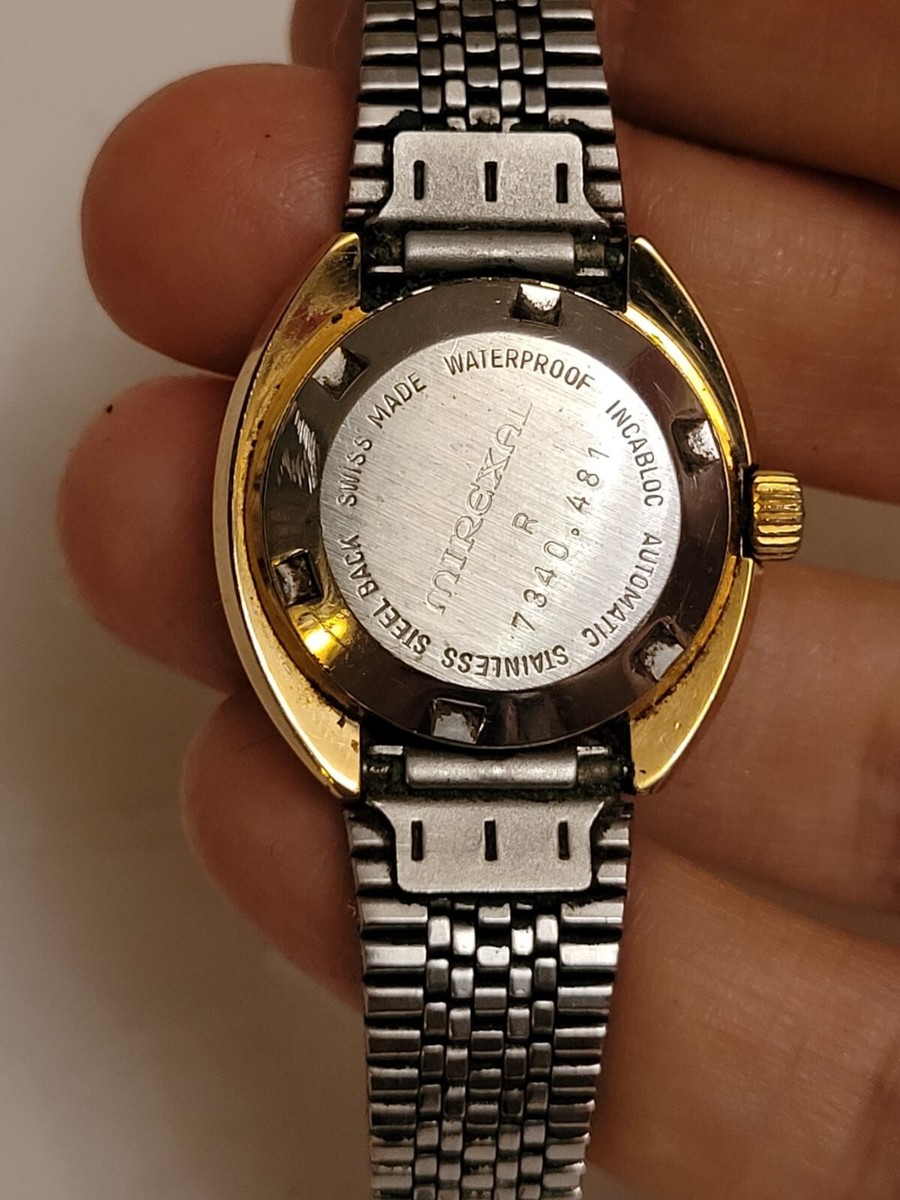 Vintage MIREXAL Swiss Automatic 25 Jewel Incabloc Day/Date Ladies