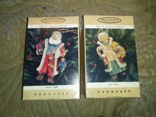 Hallmark Keepsake - Santa's Gifts + Mrs. Claus - 1996 Folk Art - New Set of 2