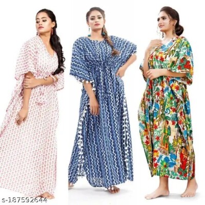 10 Stck. Großhandel Menge Lange Länge Damen Kleid Boho Indisch Baumwolle Kaft...