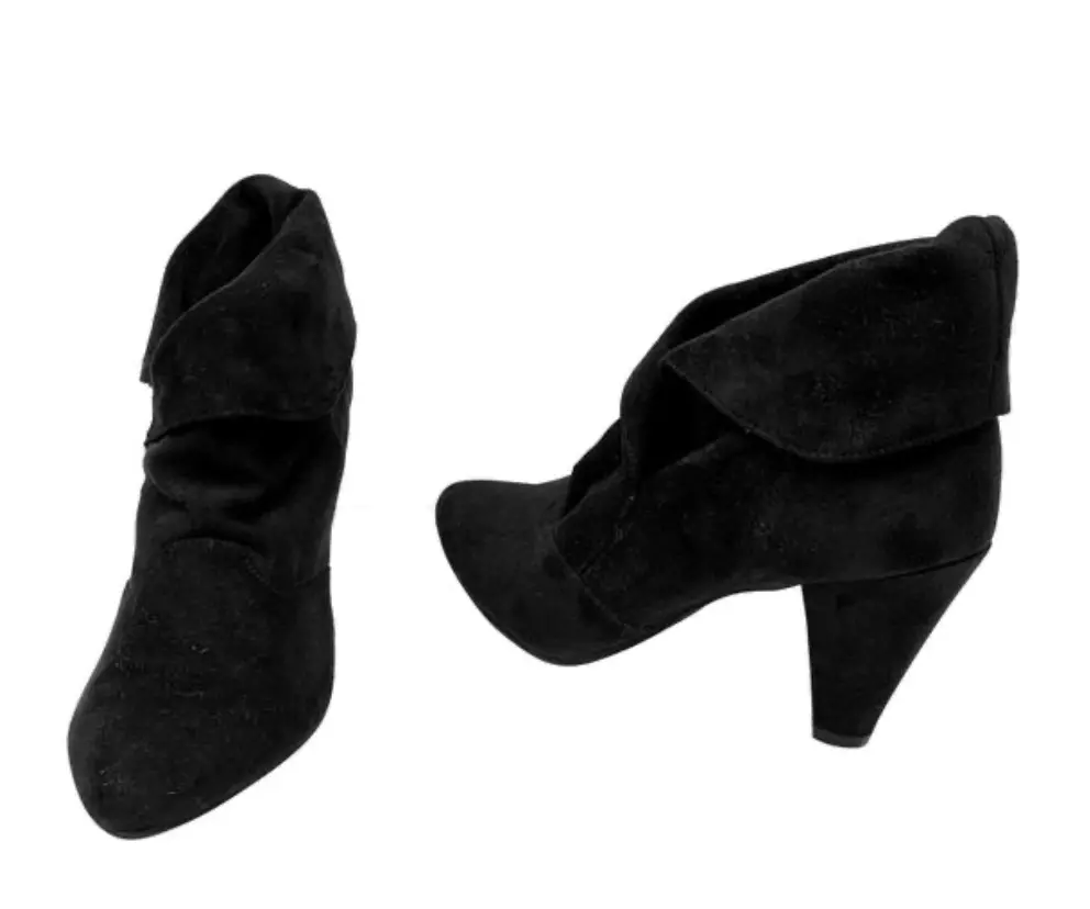 WESTIES BLACK ULTRA SUEDE VEGAN ANKLE BOOTS BOOTIES CUFF 3.25