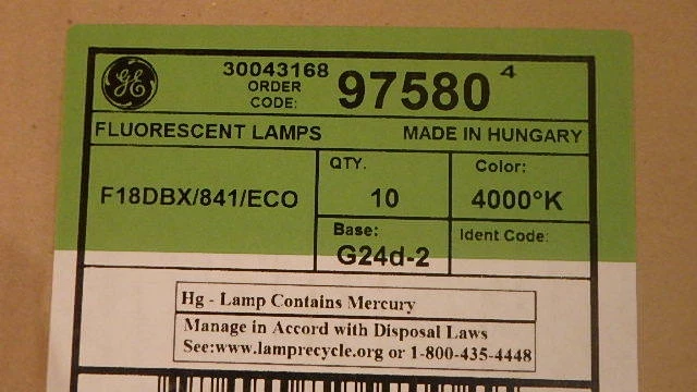 LOT BOX OF 10 NEW GE 97580 FLUORESCENT LAMP BULBS - Image 2 of 2