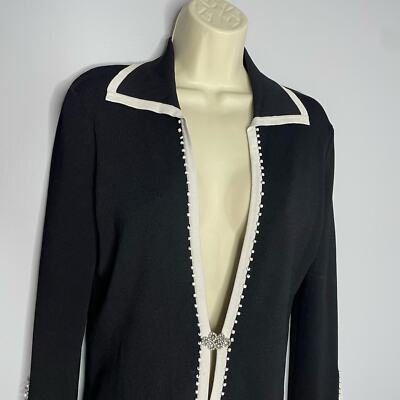 Vertigo Paris Beaded Cardigan Sweater Black/Cream Women's Small | eBay