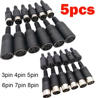 5pcs 3/4/5/6/7/8 Pin DIN Male Female Plug Socket Jack Solder Connector