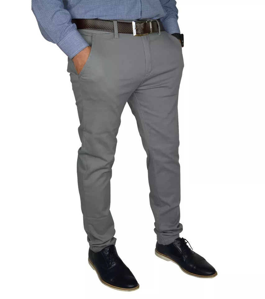 Mens Slim FIT Stretch Chino Trousers Casual Flat Front Flex