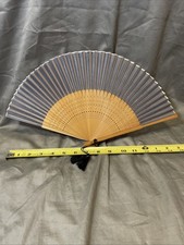 Vintage 15 Inch Chinese Paper Bamboo Hand Folding Fan Violet With Tassle