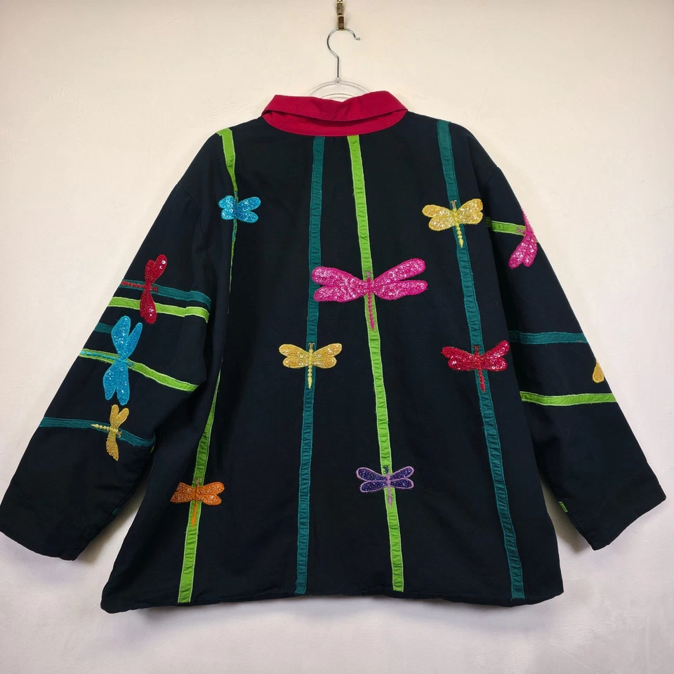 The Quacker Factory Jacket Womens 3X Sequin Dragonfly Statement Festival Artsy - Image 4 of 4