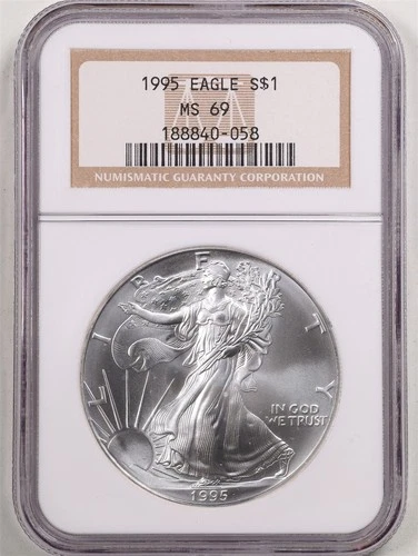 1995 1oz Silver American Eagle MS69 NGC 188840-058