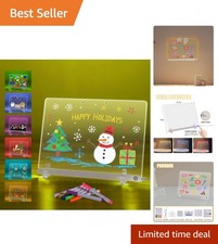 LED Doodle Glow Note Board 13.7"X10"   Light Up Acrylic Dry Erase Message Dra...