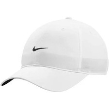 Nike Club Cap Dri-Fit Logo Adjustable Structured Hat White Black OS FV5563-100