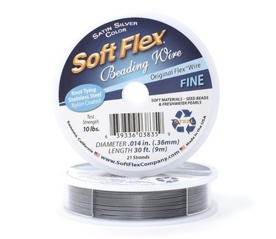 Soft Flex Satin Silver Beading Wire   21 Strands   Fine   30ft Spool   New