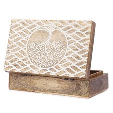 Wooden Decorative Box - Tree of Life Pattern Treasure Chest Keepsake Jewelry ...