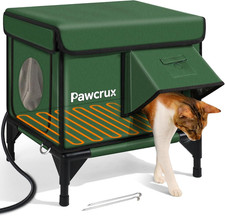 Weatherproof Heated Cat House for Outdoor in Winter, Heated Cat Bed Kitty Shelte
