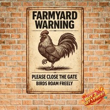 Beware of Rooster Funny Farmhouse Metal Sign 8x12 inch