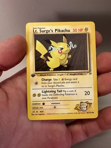 Lt. Surge's Pikachu 81/132 Common 1st Edition Gym Heroes Pokémon Card