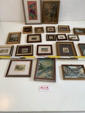 Lotto 20 mini quadri vintage cornici legno stampe Italia 25x18cm 9.8x7.1in