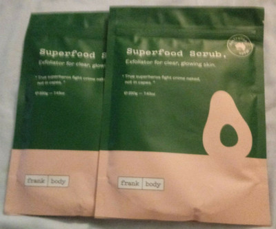Lot Of Two Frank Body Superfood Scrub - Avocado - 7.43 OZ. - Made In Australia 