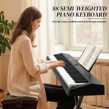 Ktaxon 88-Key Full Size Semi-Weighted Digital Piano With X-Shape Stand Black US