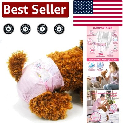 Pink Disposable Dog Diapers   Super Absorbent for XXS-M Female Dogs - 60 Pack