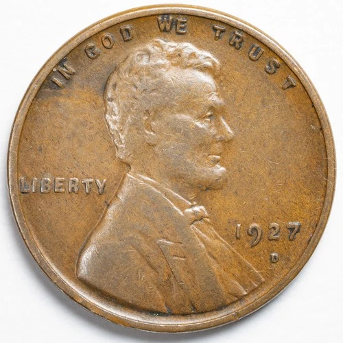 1927-D Extremely Fine (XF) Lincoln Wheat Penny Cent, Denver Mint