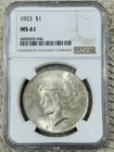 1923 PEACE SILVER DOLLAR $1 NGC MS61 FREE SHIPPING