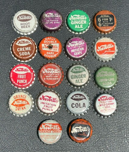 NESBITTS SODA BOTTLE CAPS CORK-LINED SOME EARLY COLLECTION LOT Of 18