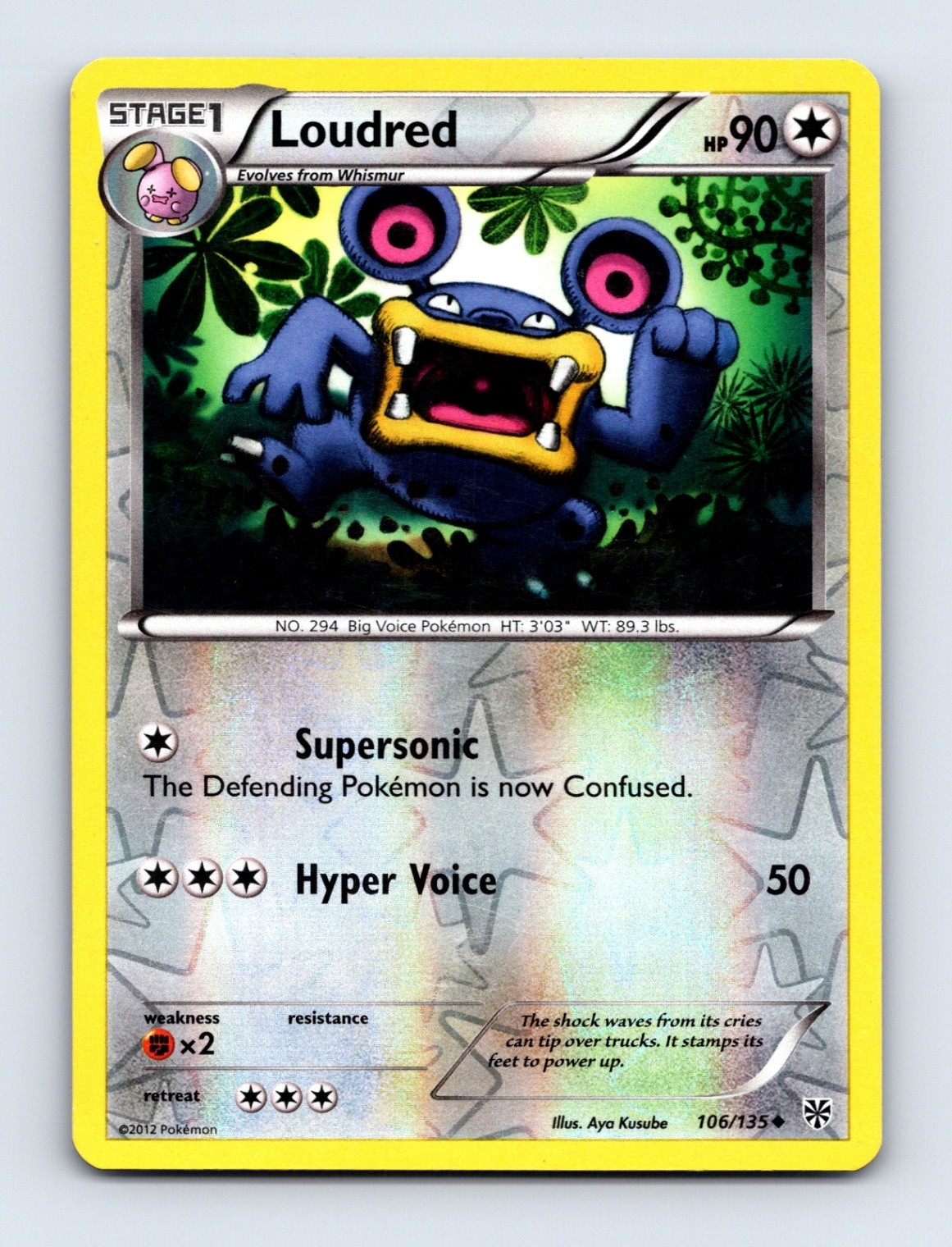 Loudred Reverse Holo Plasma Storm 106/135 Lightly Played