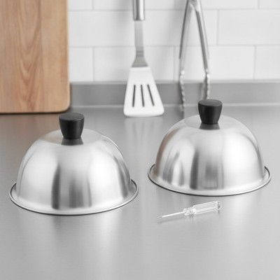 Melting Dome Set, 6 Inch, 2 Pc, Stainless Steel, Dishwasher Safe, Grill Lid