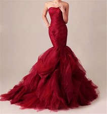 Sexy Burgundy Mermaid Prom Dresses Sweetheart Pleats Formal Evening Party Gown