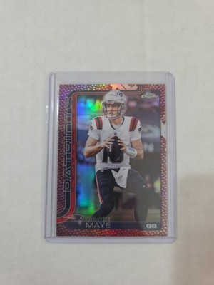 2025 Topps Chrome Drake Maye Football Leather REFRACTOR SP Parallel - Patriots