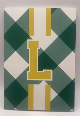 Notebook Initial Monogram Letter L Journal 70 Page Green Yellow Checkered 