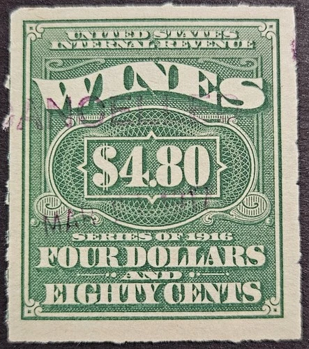 US Stamp Collection - Revenue - Cordial & Wine - Scott # RE54 - Used