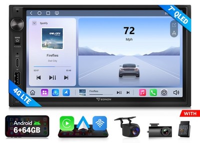 Double DIN 7'' QLED 6+64 Android Car Stereo Head Unit Wireless CarPlay GPS 4G LTE