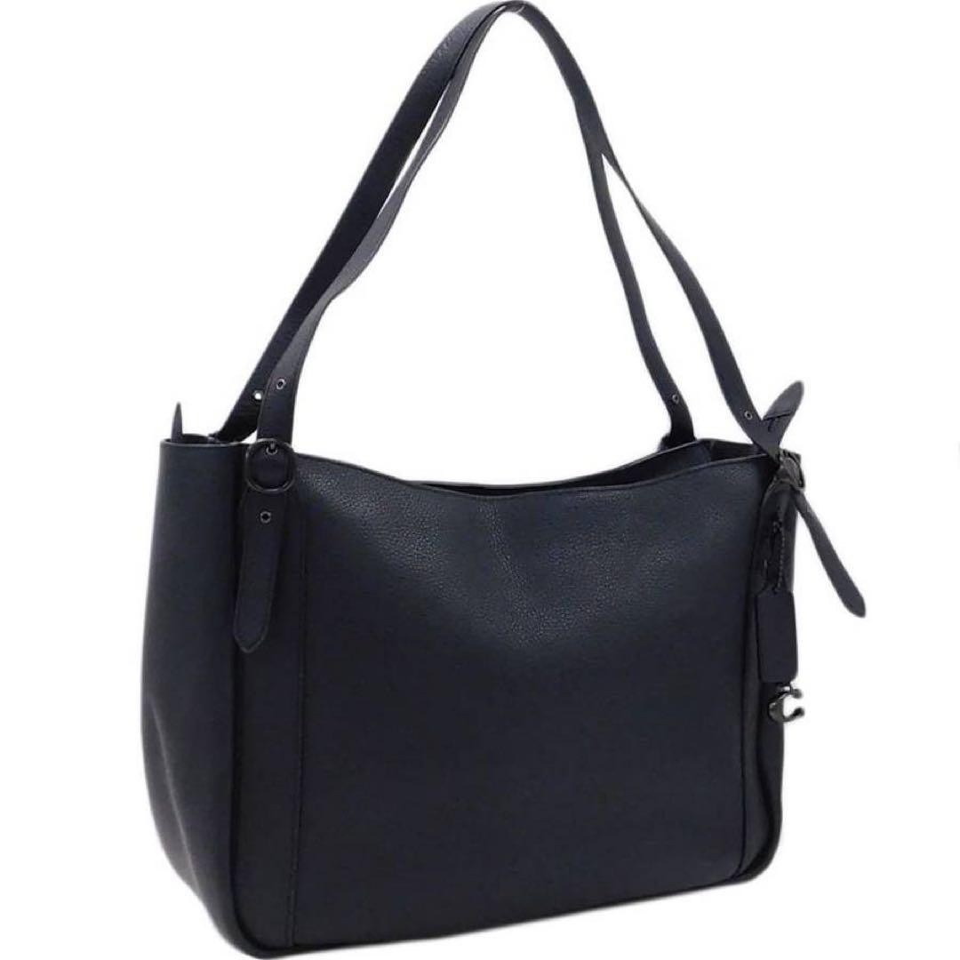 Extremely Coach Alana Leather Tote Bag with C Logo A4 Size Black Shoulder Bag