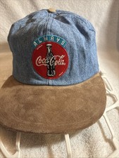 Coca-Cola Coke Denim Snapback Hat Cap Always Logo Patch Made In USA Suede Bill