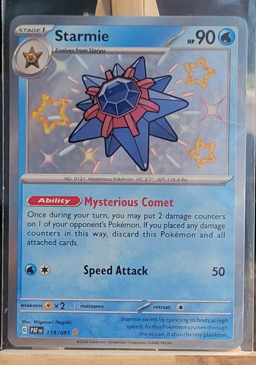 Starmie 119/091 Shiny Rare Scarlet & Violet Paldean Fates Pokemon Card NM PAF