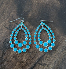 Double Teardrop Turquoise Colored Stone Dangle Earrings