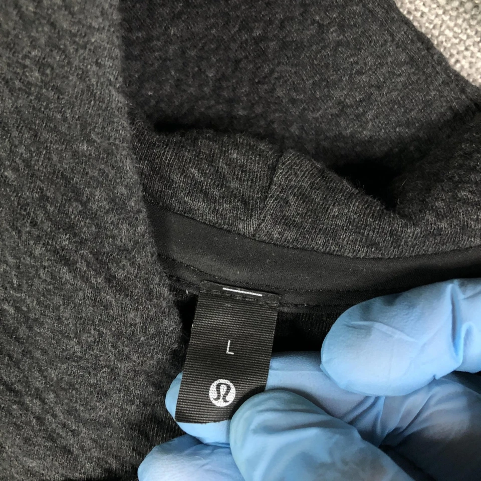 Sudadera con Capucha Lululemon Para Hombres Grande Gris Carbón Texturizada Pullover Bolsillos con Cremallera Raglán Foto 4 de 4