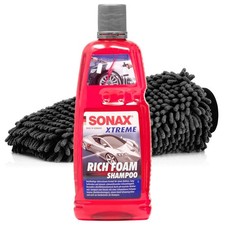 SONAX XTREME RichFoam Shampoo 1L + XL Chenille Waschhandschuh black Autowäsche