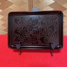 Echizen Lacquerware Card Tray Deep Vermilion Wooden Multi-Purpose 5.75x8.39