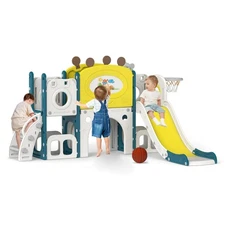 9 in 1 Multifunctional Toddler Slide Playset for Kids Indoor Outdoor Playground
