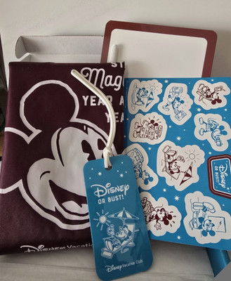 DVC PROMO BOX STICKERS BAG LUGGAGE TAG WHITEBOARD / DISNEY ALL NEW UNUSED!