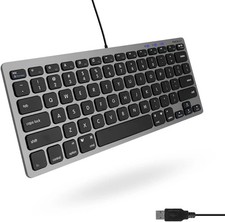 Small USB Wired Keyboard 78 Keys Compact For Mac And Windows Space Grey Portable