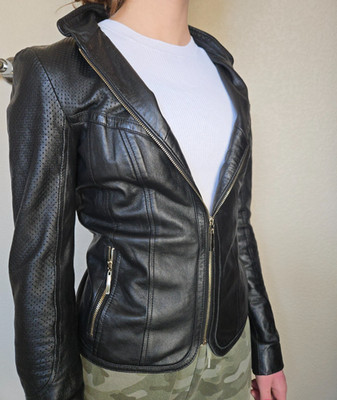 Y2K ''Love Republic'' Black Biker's Leather Jacket - XS Womens 
