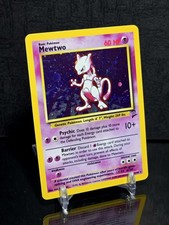 Carta Pokemon Mewtwo 10/130 Unlimited Set Base 2 2000 Holo Rara Vintage SWIRL