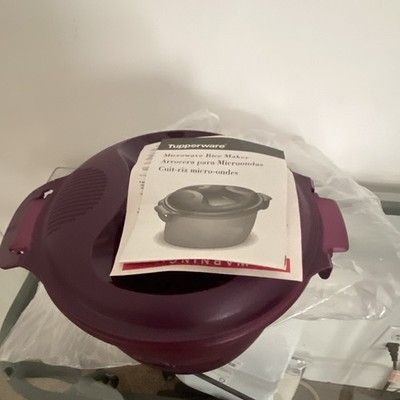 Tupperware Microwave Rice Maker Steamer & Cooker Purple Plastic w/ Lid Insert