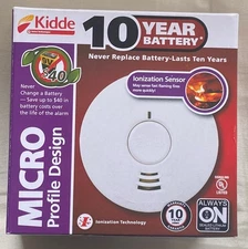 KIDDE SMOKE DETECTOR 10 Year Battery i1040 MICRO PROFILE IONIZATION ALARM SENSOR