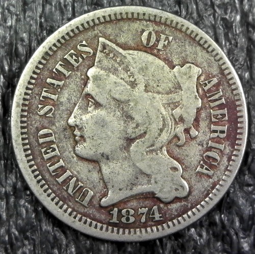 1874 3-Cent Nickel Three-Cent Coin - Picture 2 of 3