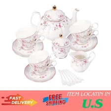 Vintage Porcelain Tea Set for Women Tea Party, Cup and Saucer Set for 6, Wedding