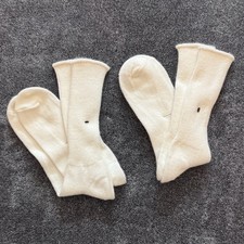 NWOT VTG 2 Pair Hi-Bulk Orlon Casual Socks White Soft Fuzzy Sz 10-13 Deadstock
