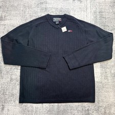 VTG Y2K Abercrombie Fitch Sweater Mens XL Navy Blue Ribbed Knit V-Neck AF 92 NOS